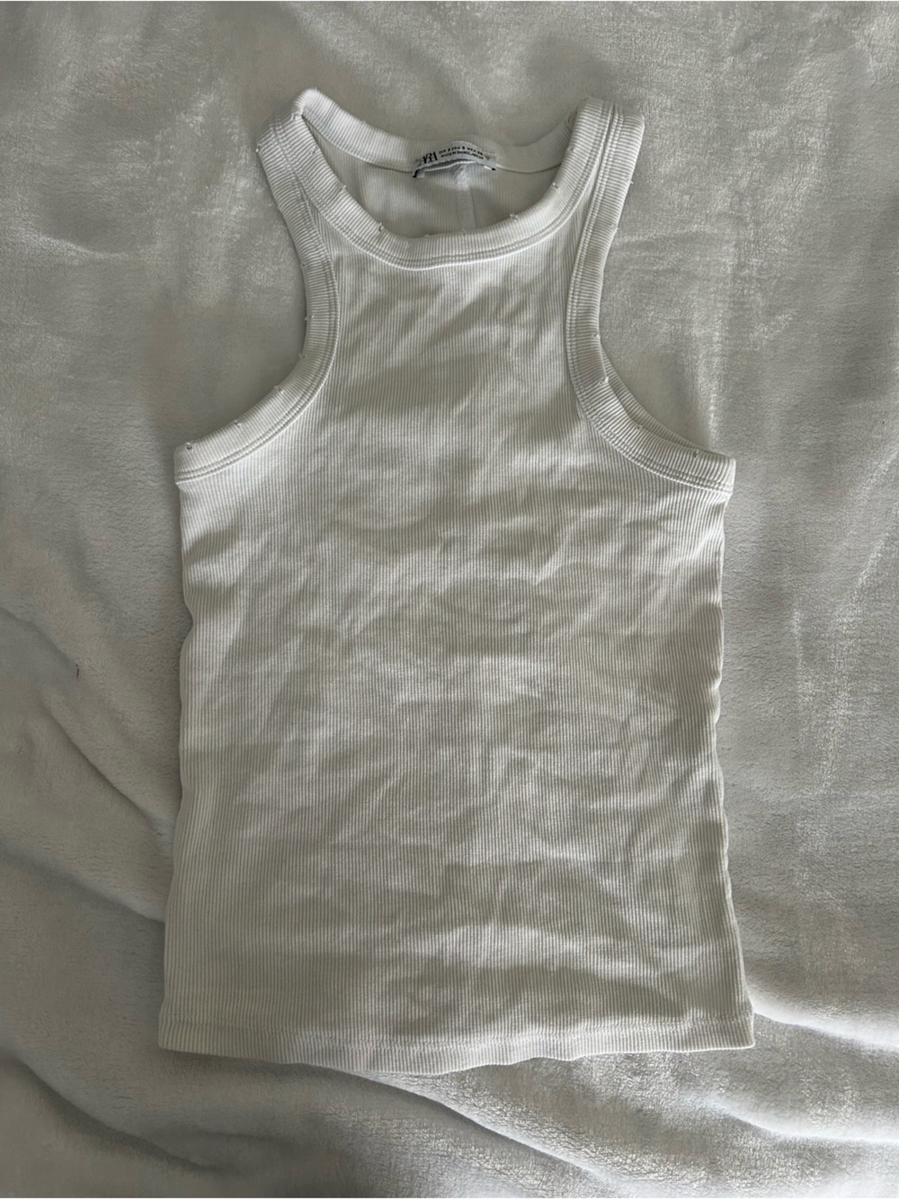Women’s Ribbed White Halter Tank size small